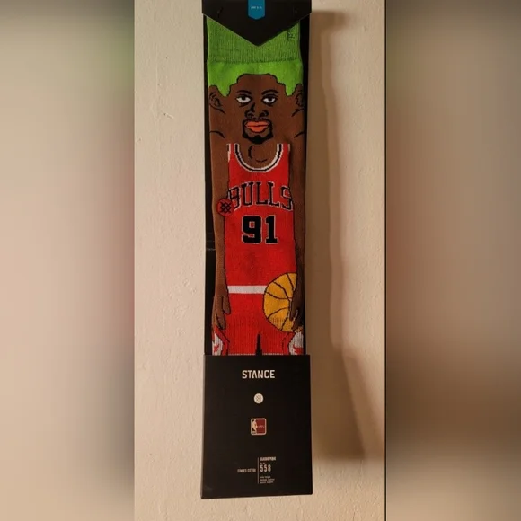 Stance HW Classics NBA Legend Dennis Rodman Combed Cotton Socks Fit 9-12 - Picture 2 of 6